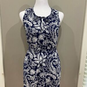 LOFT Blue Sheath Midi Dress Sleeveless Halter